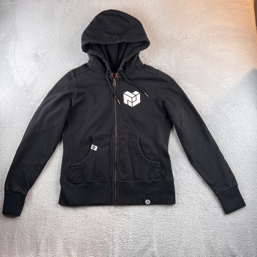 American Giant Womens Black Full Zip Hoodie Cotton Sweatshirt Graphic Large L
